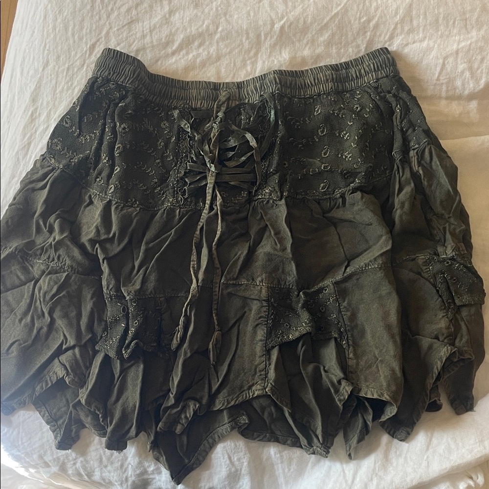Gray Lace-Up Skirt mini